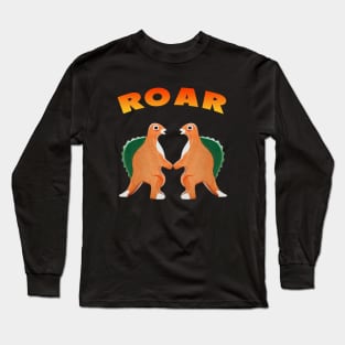 Cute Dinosaur Backtoschool Quote Roar Heart Orange Long Sleeve T-Shirt